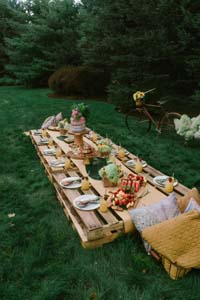 picnic set up on pallets